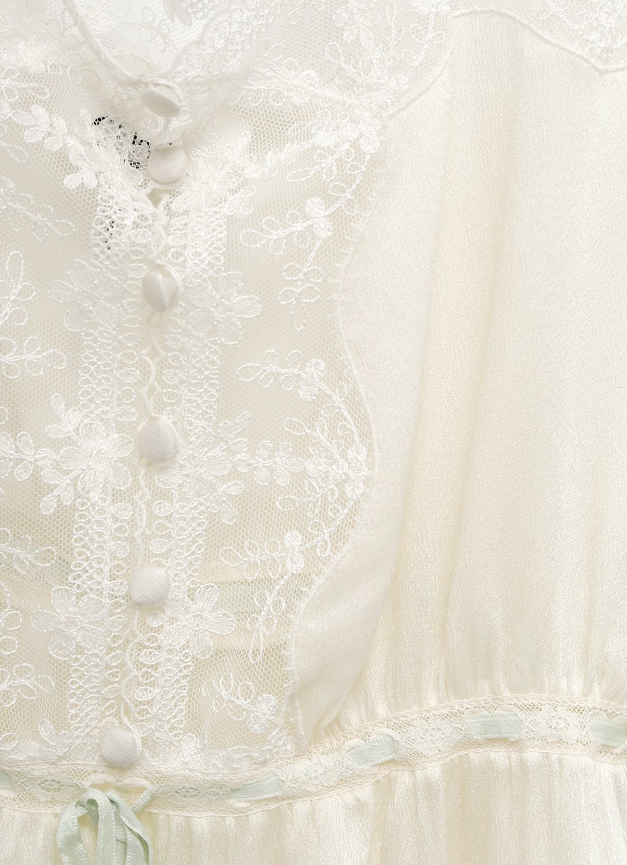 Fluid Tank Top in Silk Charmeuse and Lace