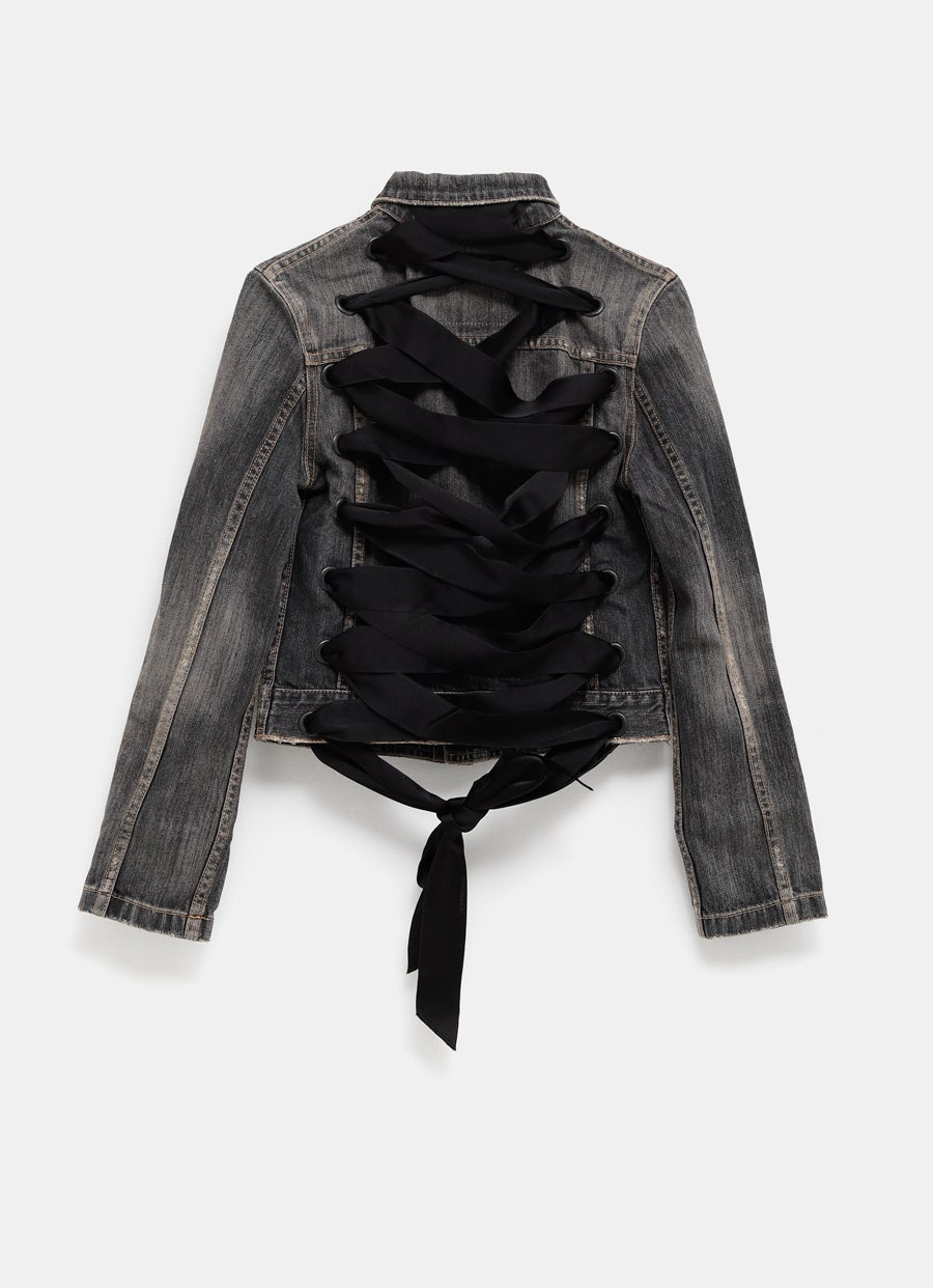 Lace-Up Denim Jacket