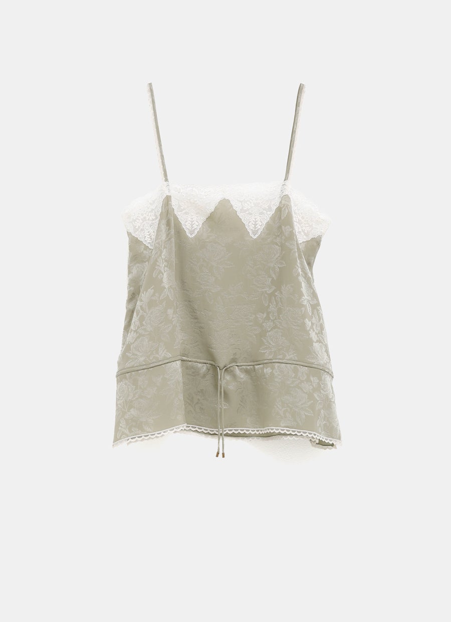 Silk Tank Top with Lace