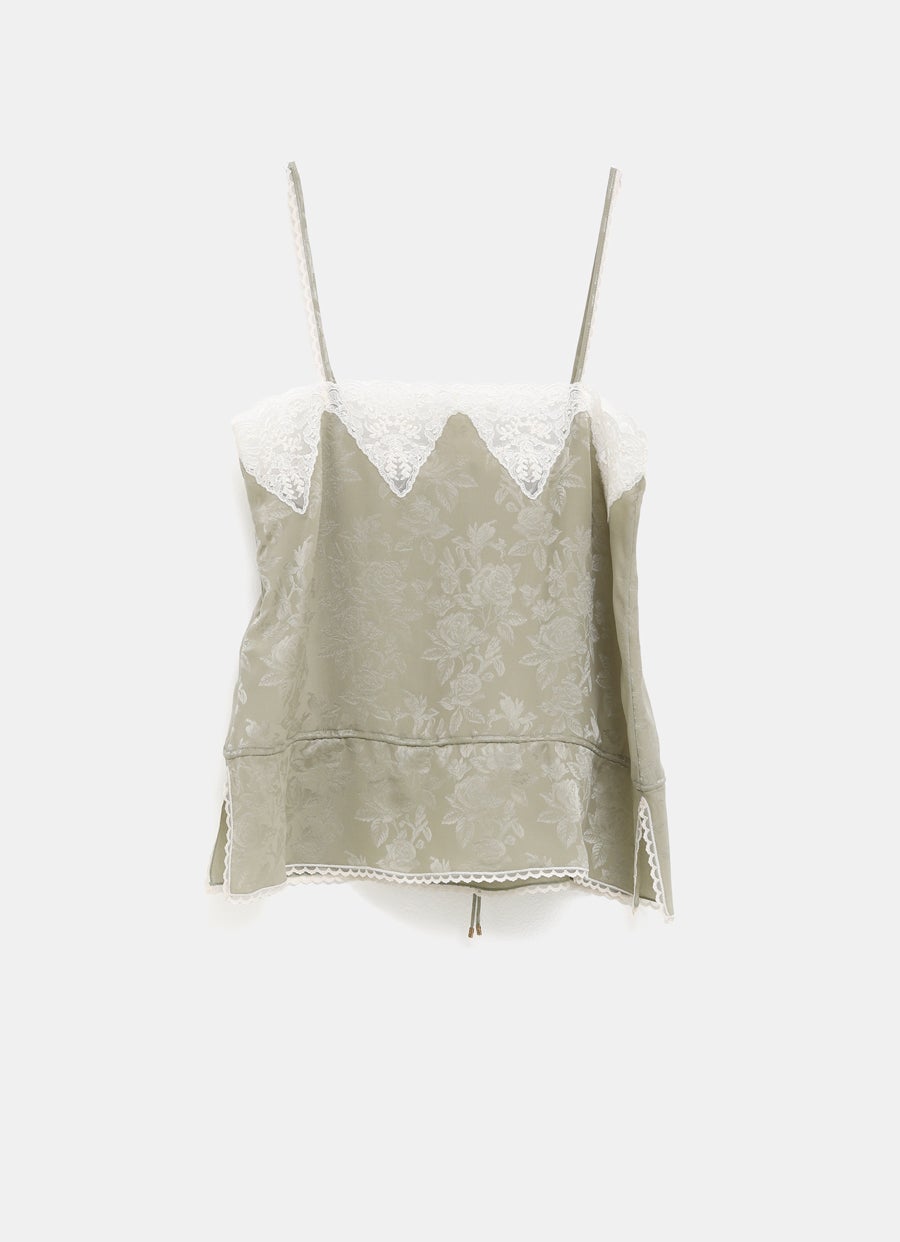 Silk Tank Top with Lace