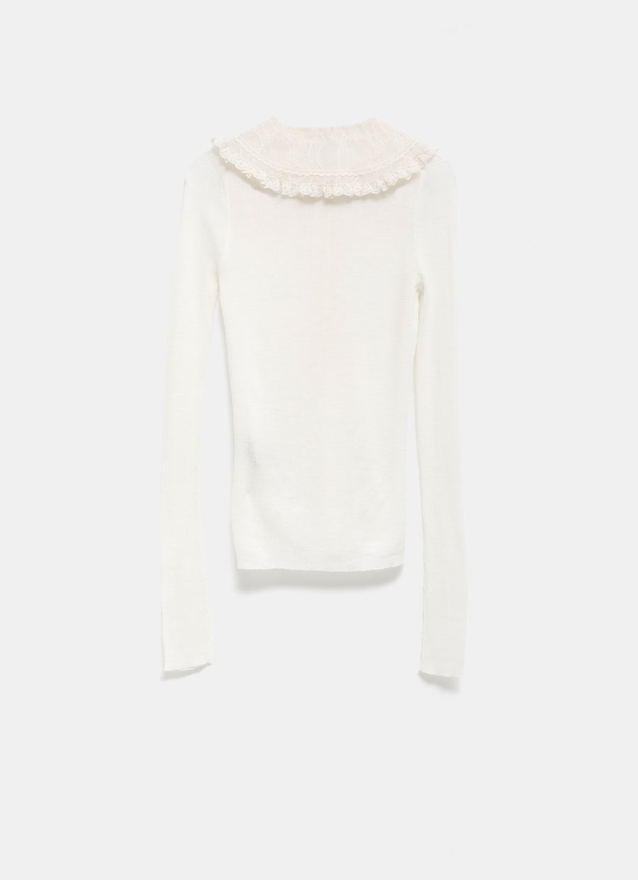 Lace Collar Knit Top