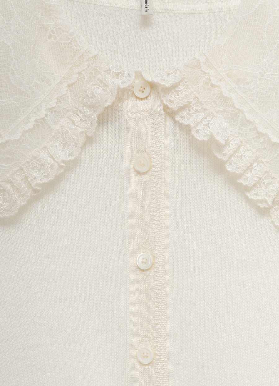Lace Collar Knit Top