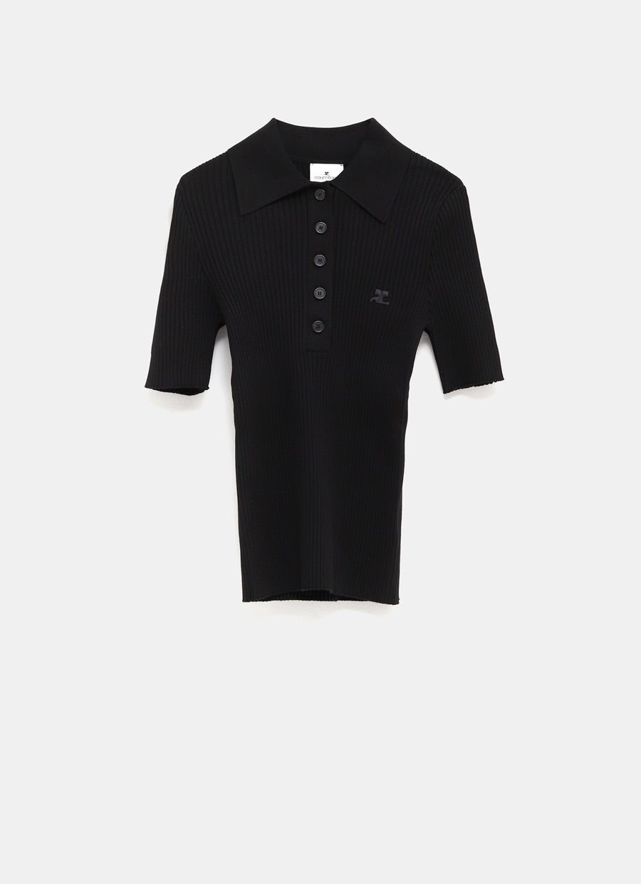 Iconic Rib Knit Polo Shirt