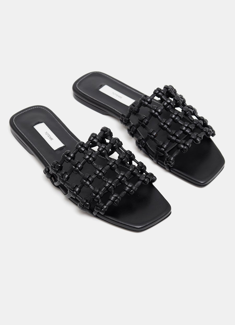 Braided-Leather Bandeau Slides