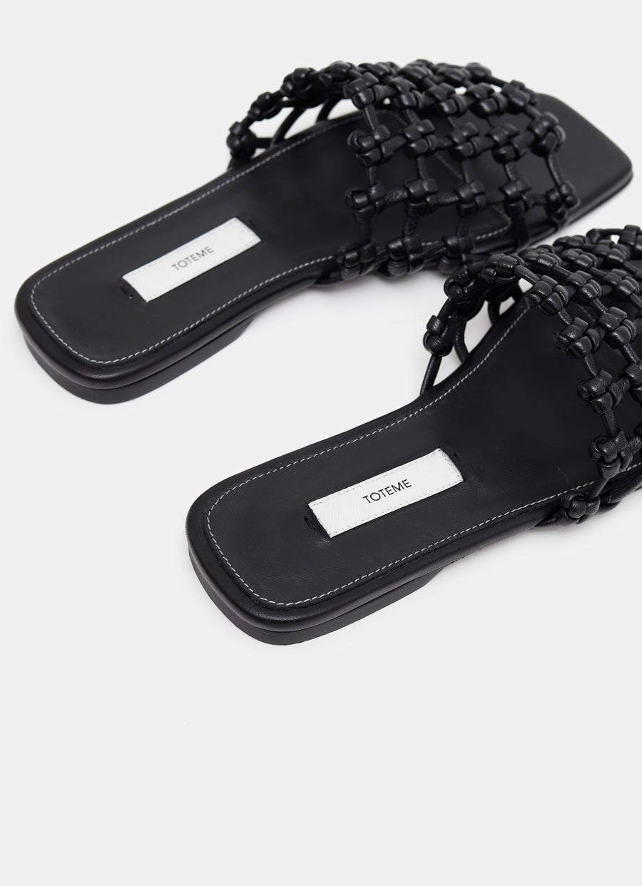 Braided-Leather Bandeau Slides