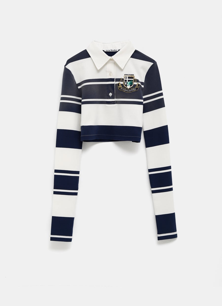 Cropped long sleeve polo
