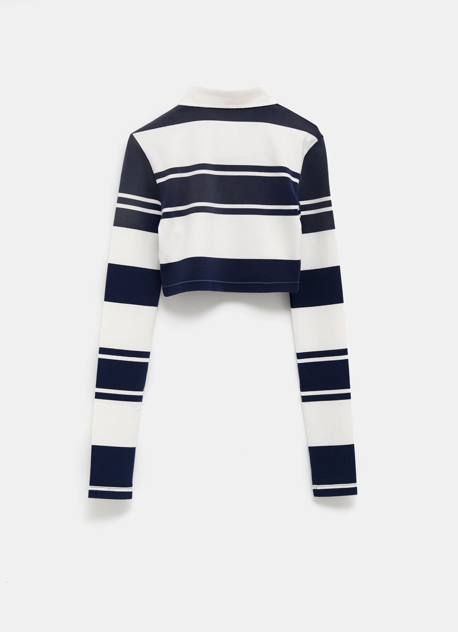 Cropped long sleeve polo