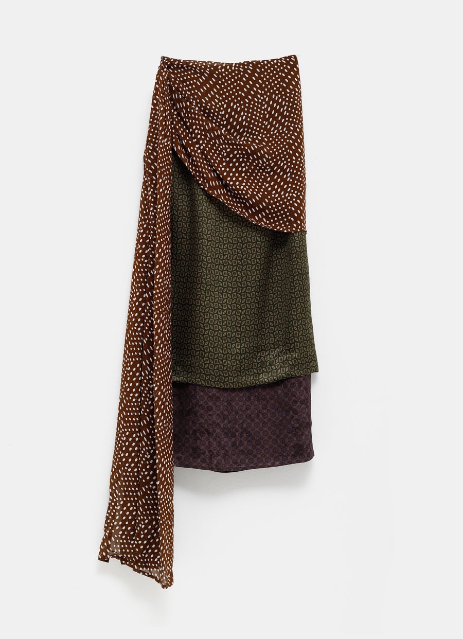 Draped Silk Satin Skirt