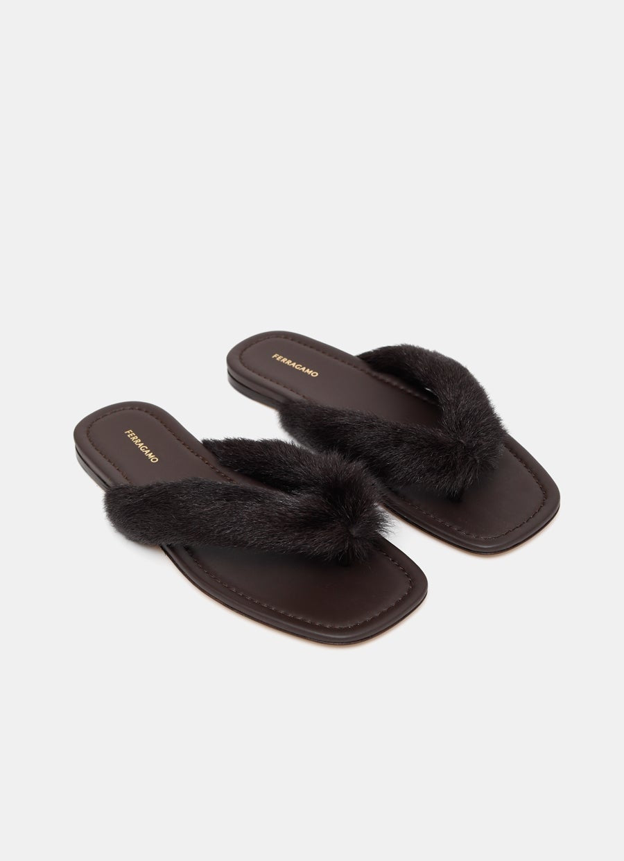 Sandals with fur detail