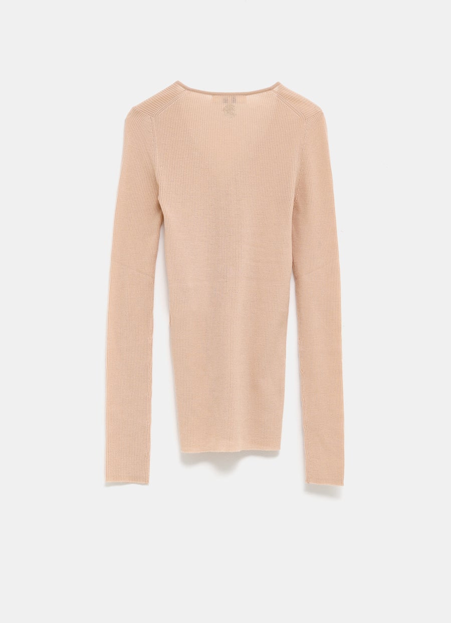 Rib-knit Pullover with Buttons