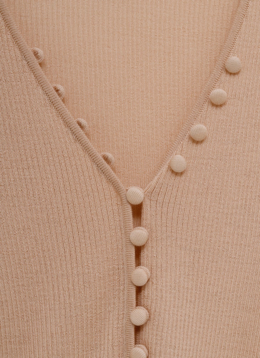 Rib-knit Pullover with Buttons