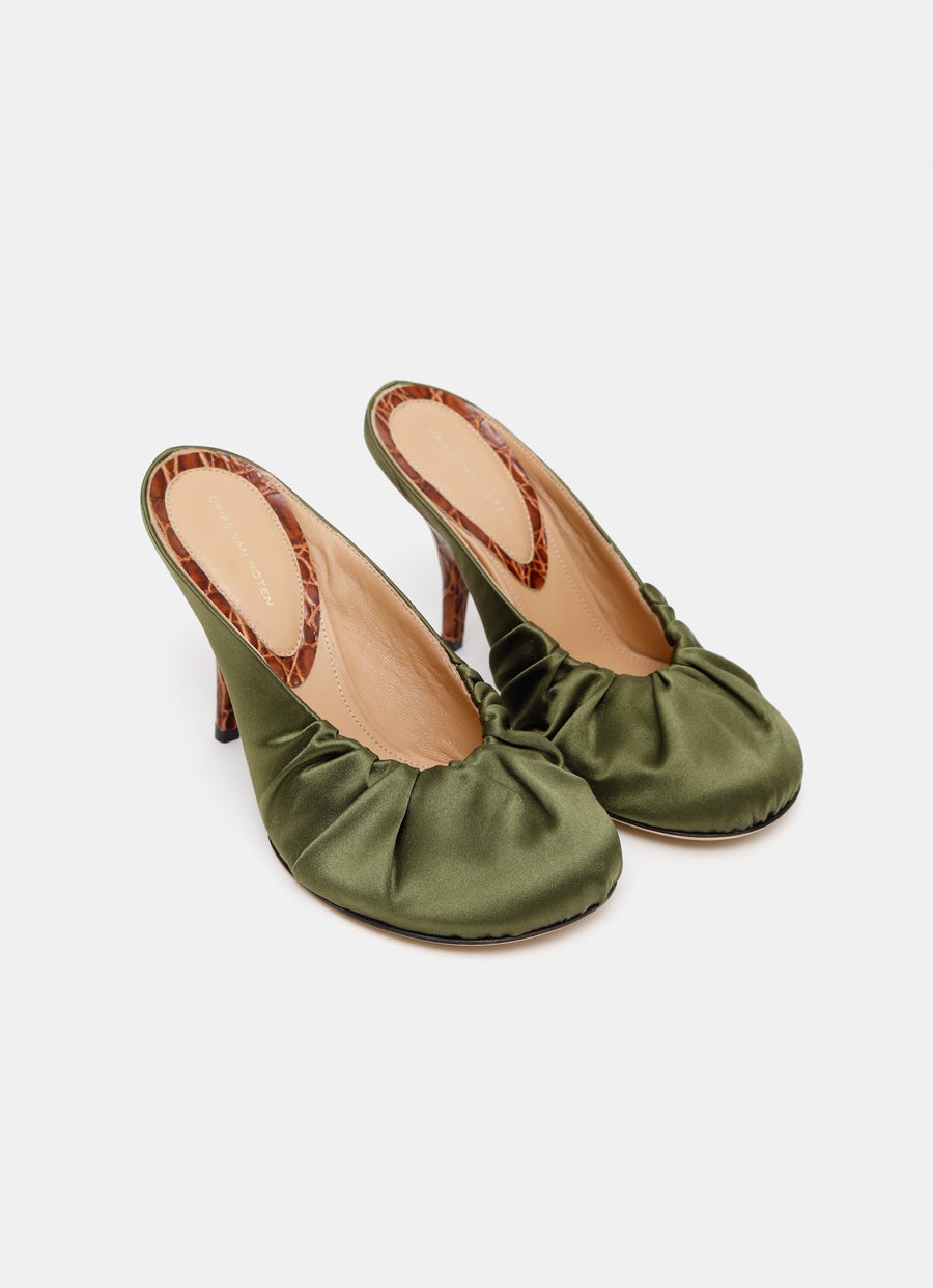 Heeled Satin Mules