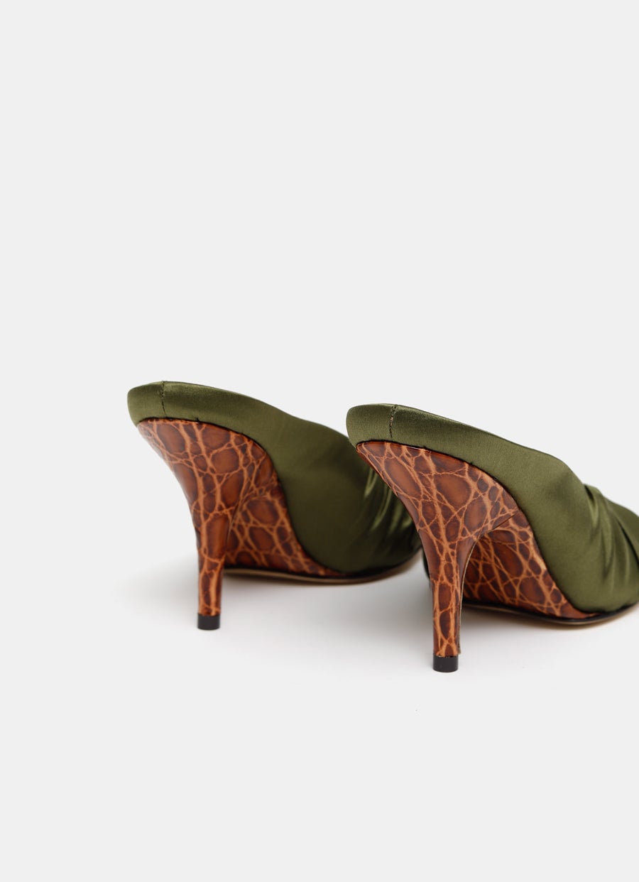Heeled Satin Mules