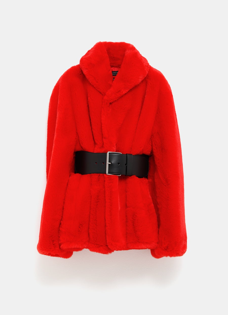 Synthetic Fur Wrap Coat