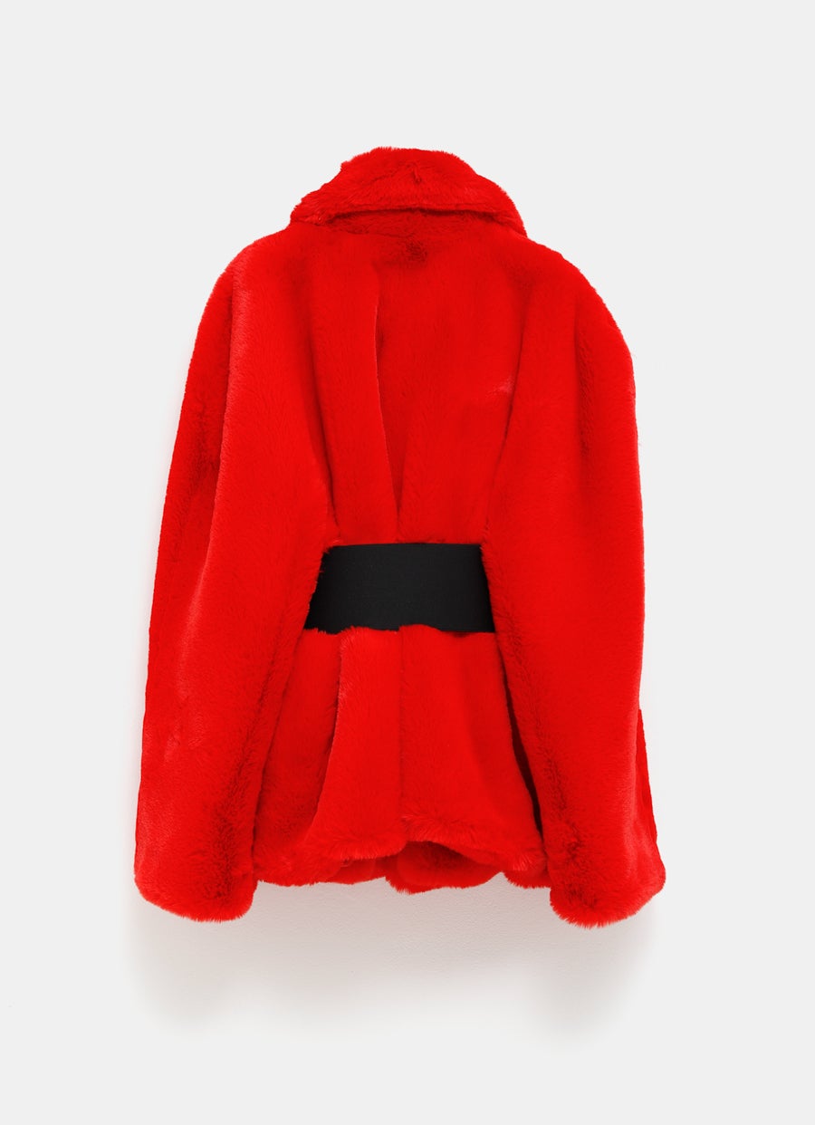 Synthetic Fur Wrap Coat