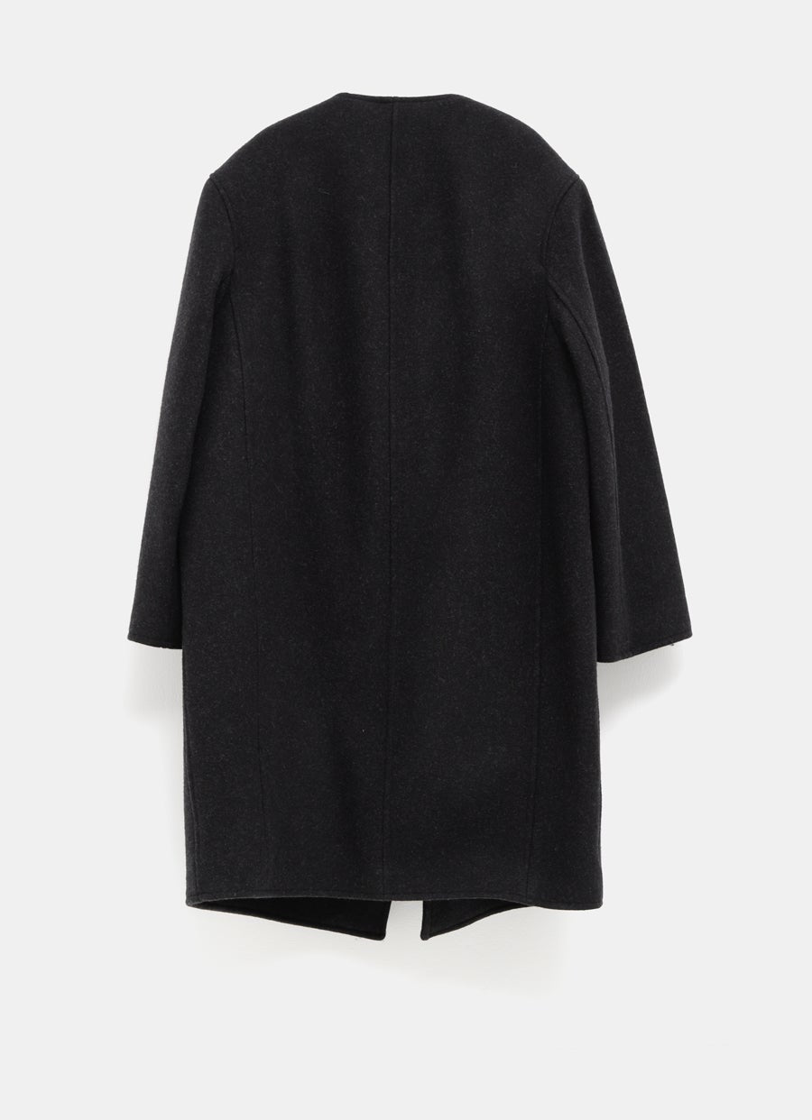 Collarless Felt Coat