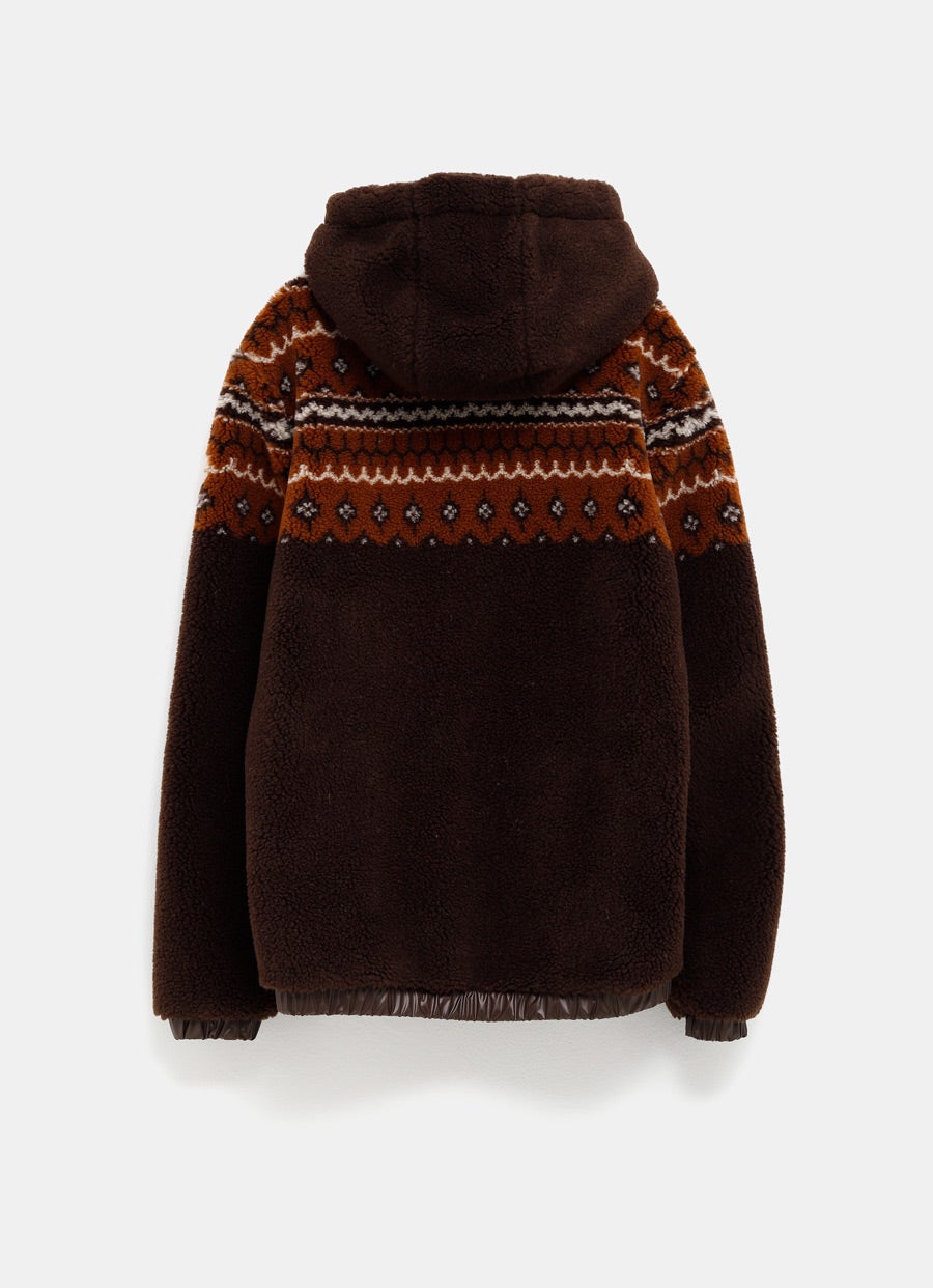 Geometric Jacquard Wool Blend Hoodie for Men