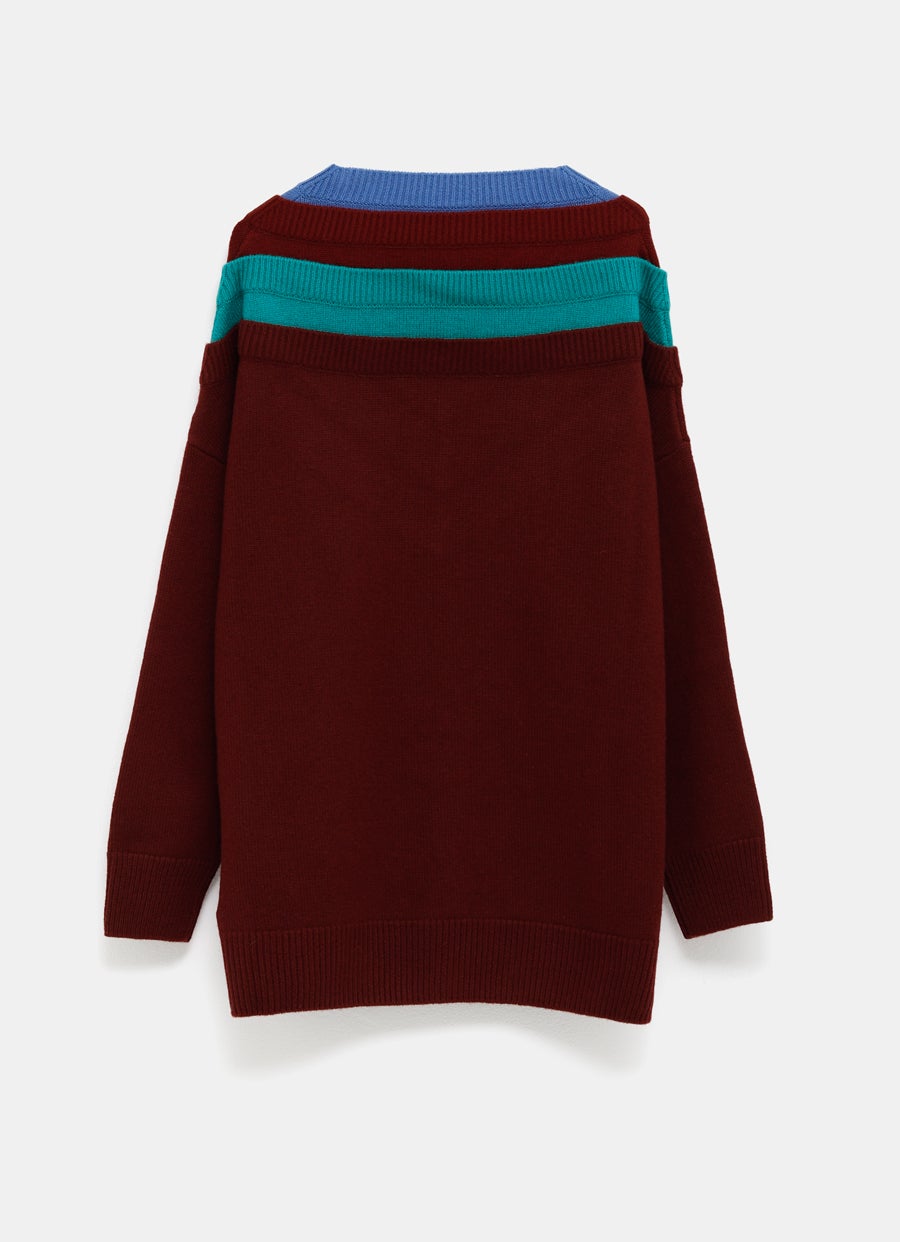 Multicolor V-neck Sweater
