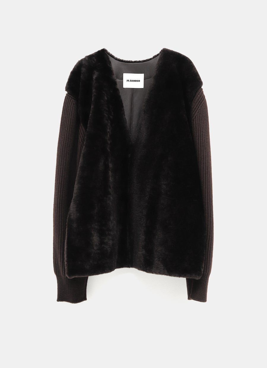 Lamb Shearling V-neck Top