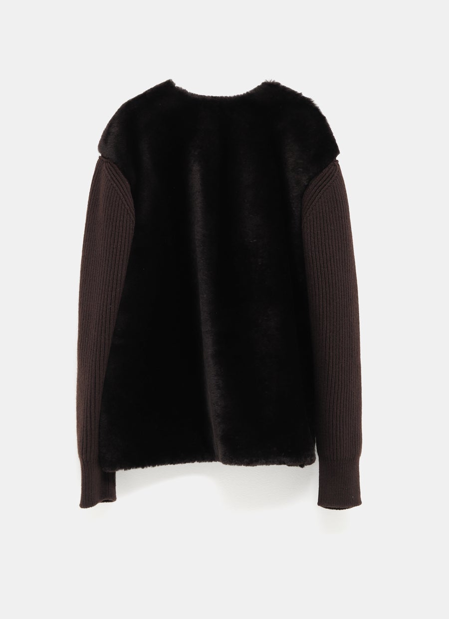 Lamb Shearling V-neck Top