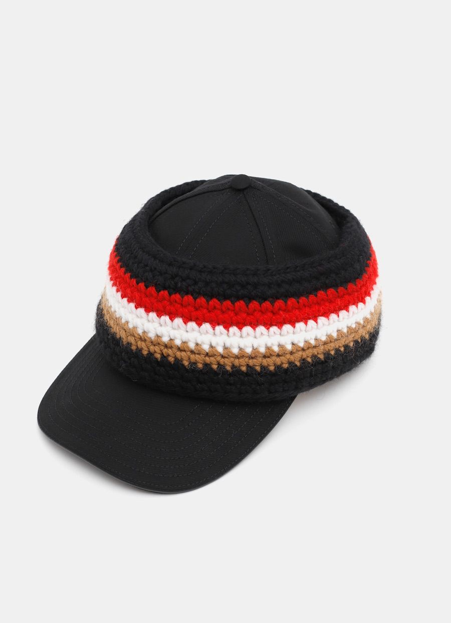 Baseball Cap with Crochet Knit Headband