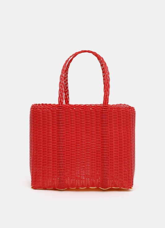 Small Flat Tote Bag - Strawberry Red