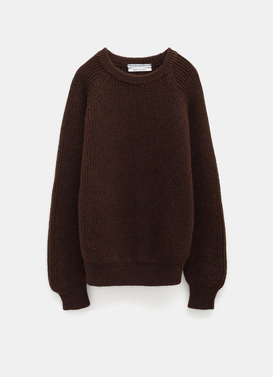 Oversized Ribbed Raglan Alpaca Sweater