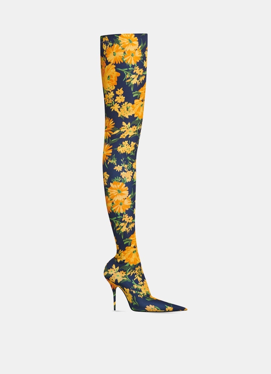 Knife Over-The-Knee Yellow Bouquet Boot