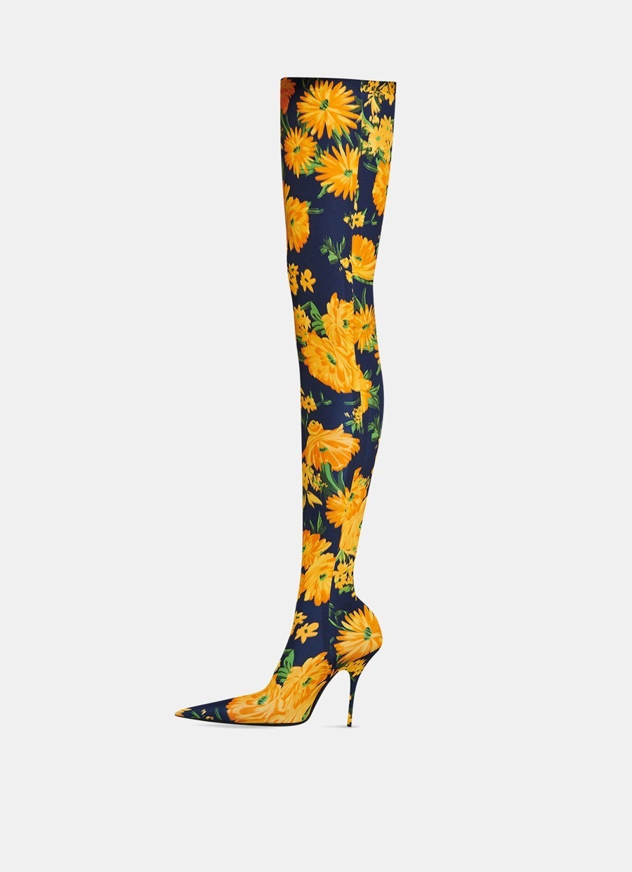 Knife Over-The-Knee Yellow Bouquet Boot