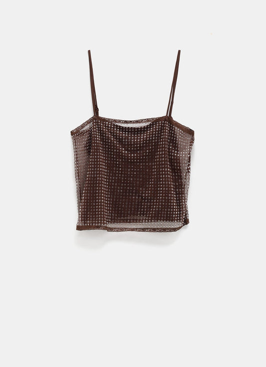 Clear Bead Hotfix Camisole in Light Mesh