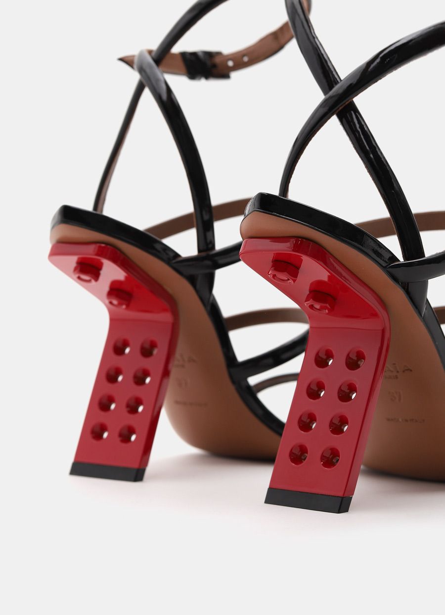 Perforated Sandals in Patent Calfskin