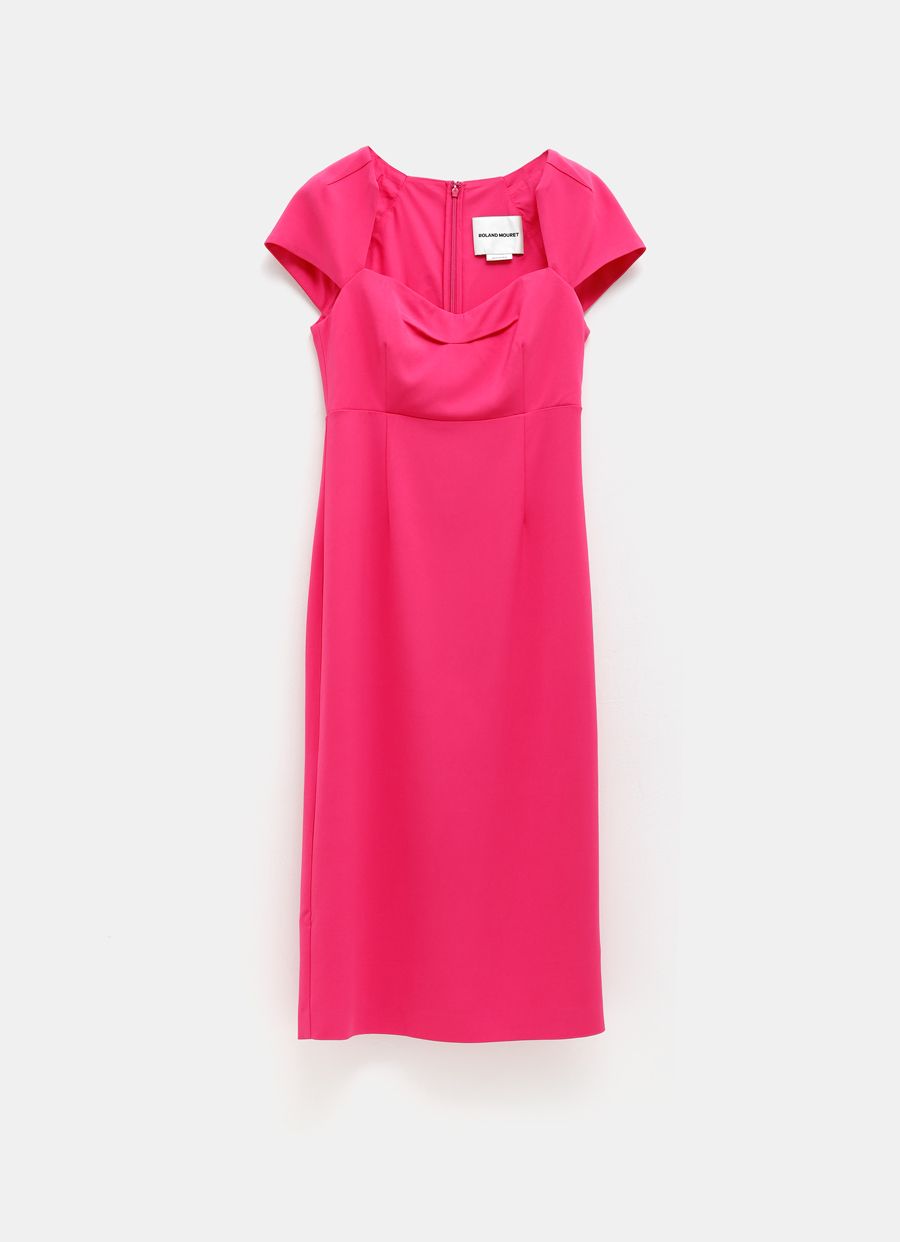 Cap Sleeve Stretch-Cady Midi Dress