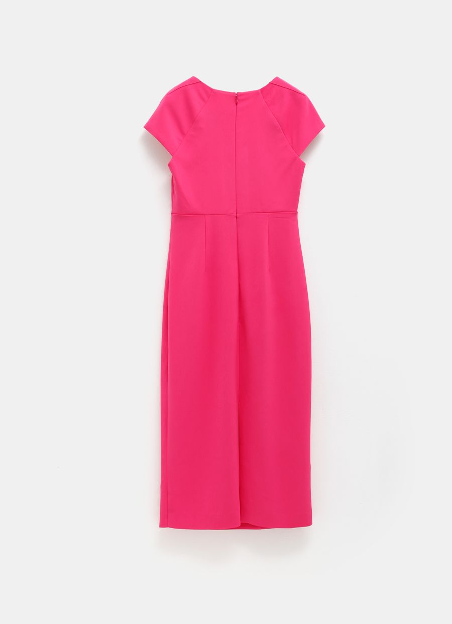 Cap Sleeve Stretch-Cady Midi Dress