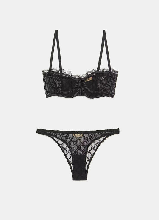 GG Embroidered Tulle Lingerie Set