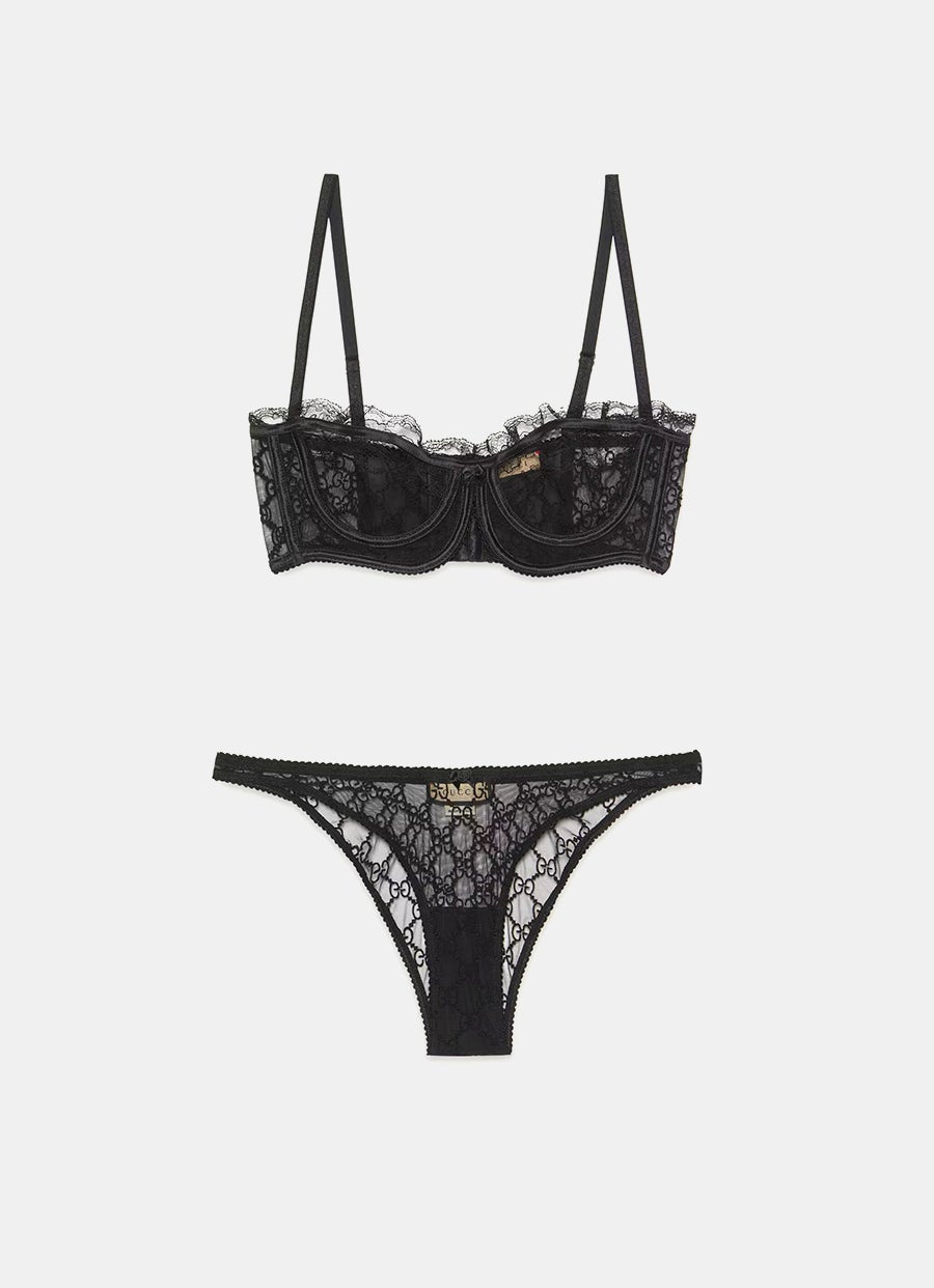 GG Embroidered Tulle Lingerie Set
