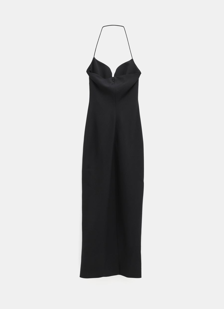 Dress in wool with plunging neckline