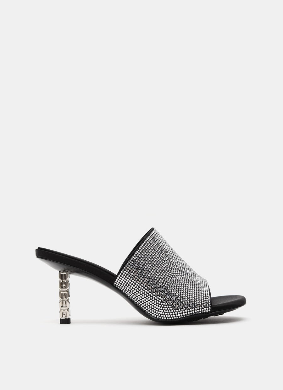 G Cube Mules in Strass Satin