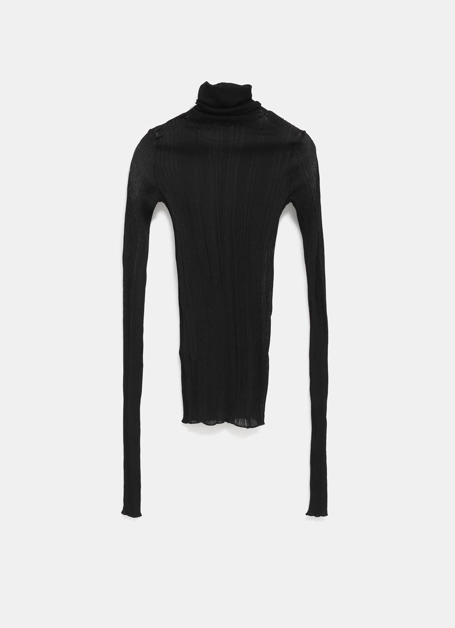 Turtleneck Sweater in Transparent Knit