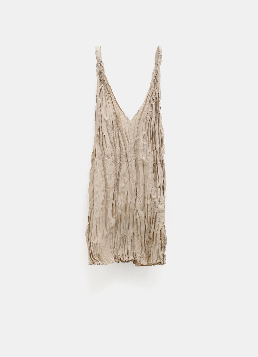 Twist-strap Crinkled Silk Top