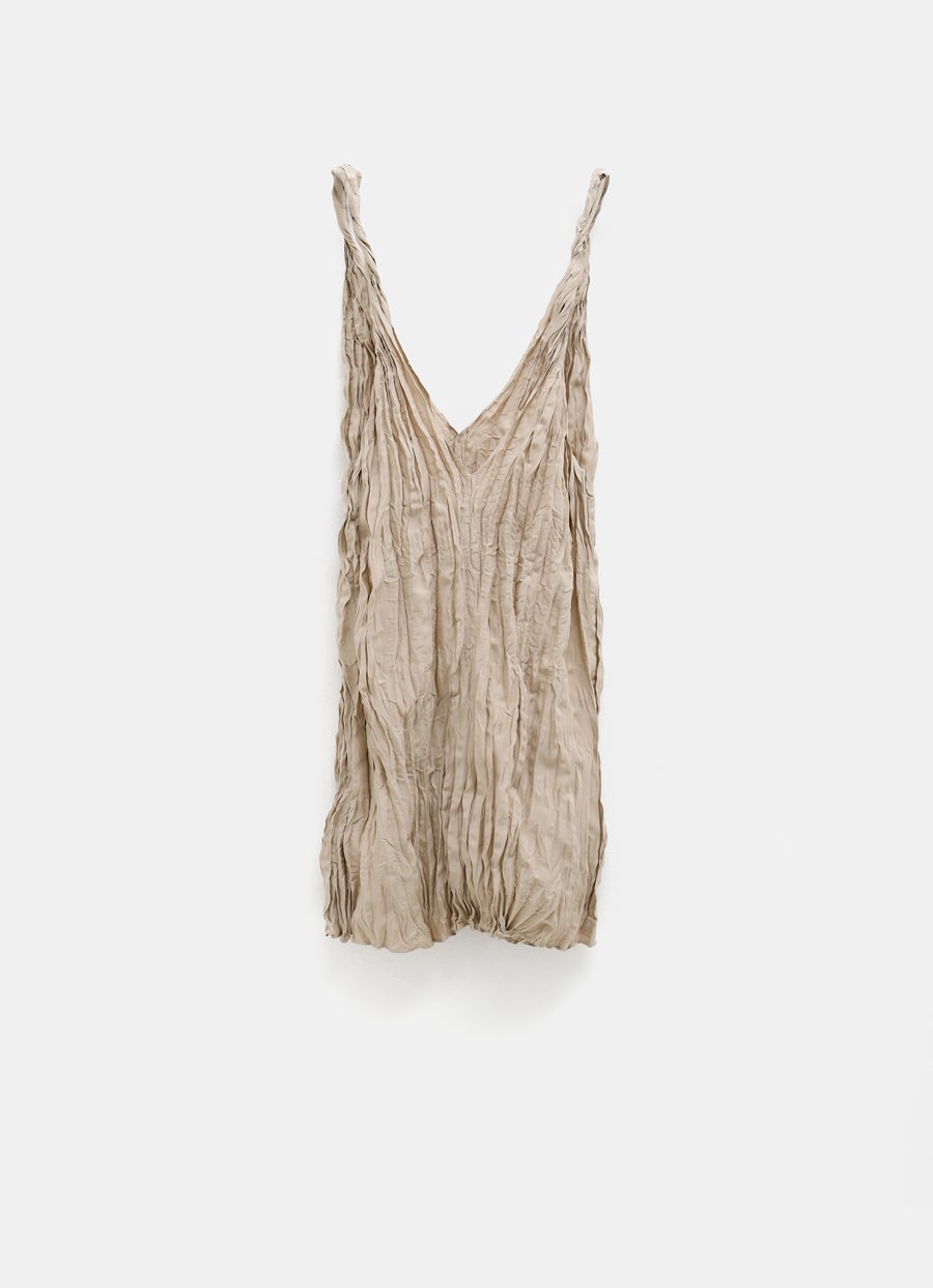 Twist-strap Crinkled Silk Top