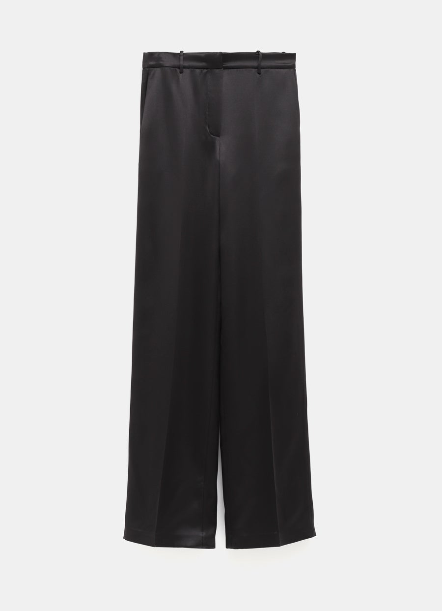 Wide leg tailored silk pants