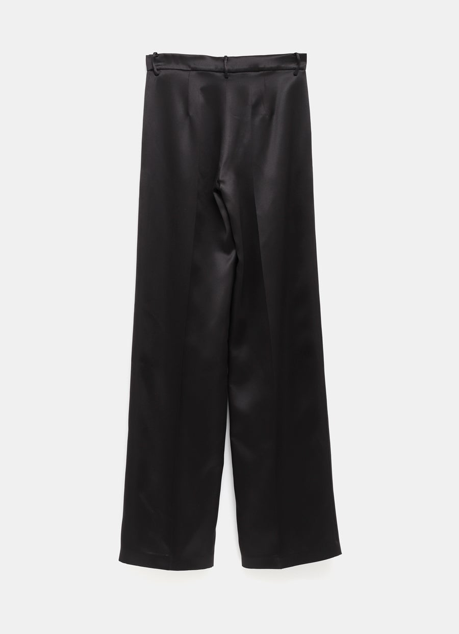 Wide leg tailored silk pants