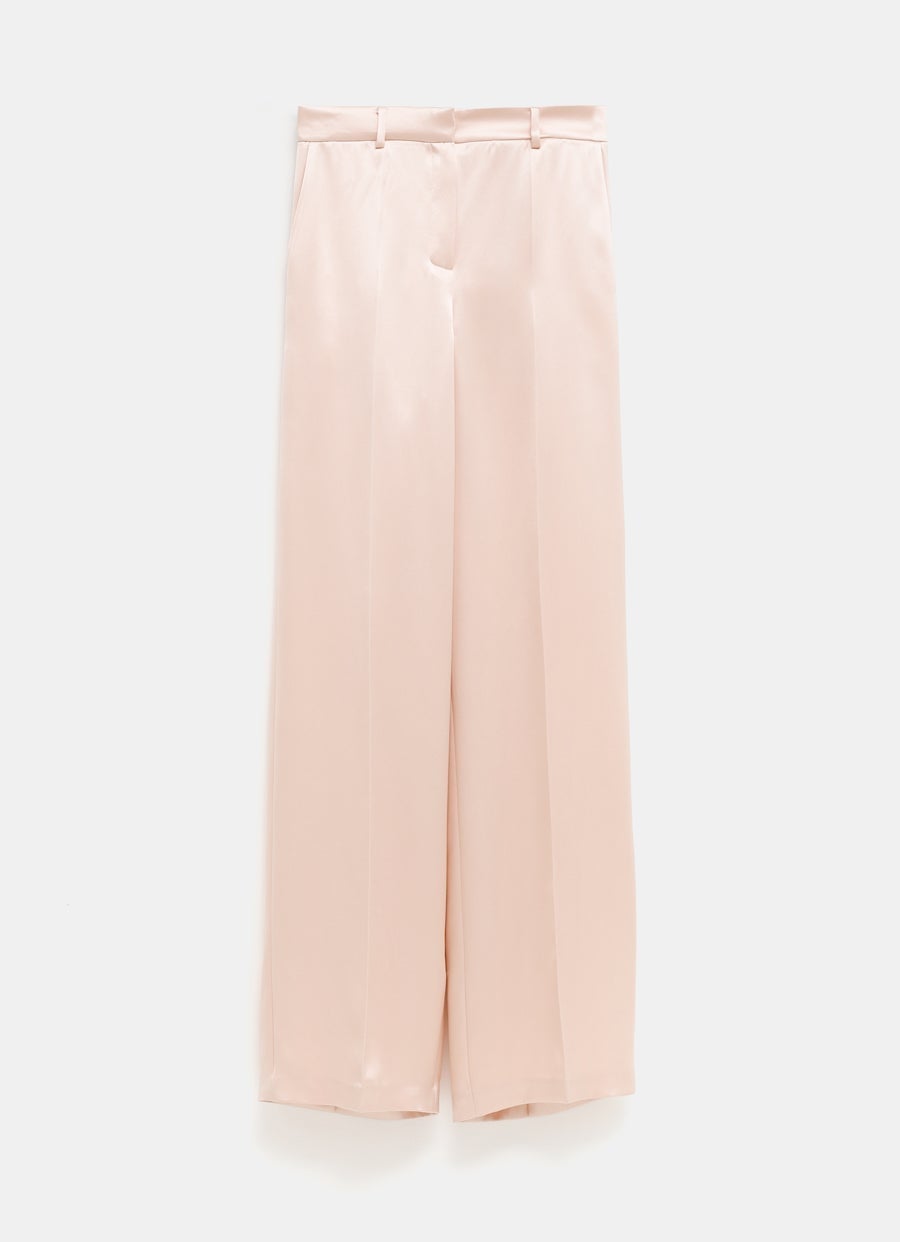 Wide leg silk trousers