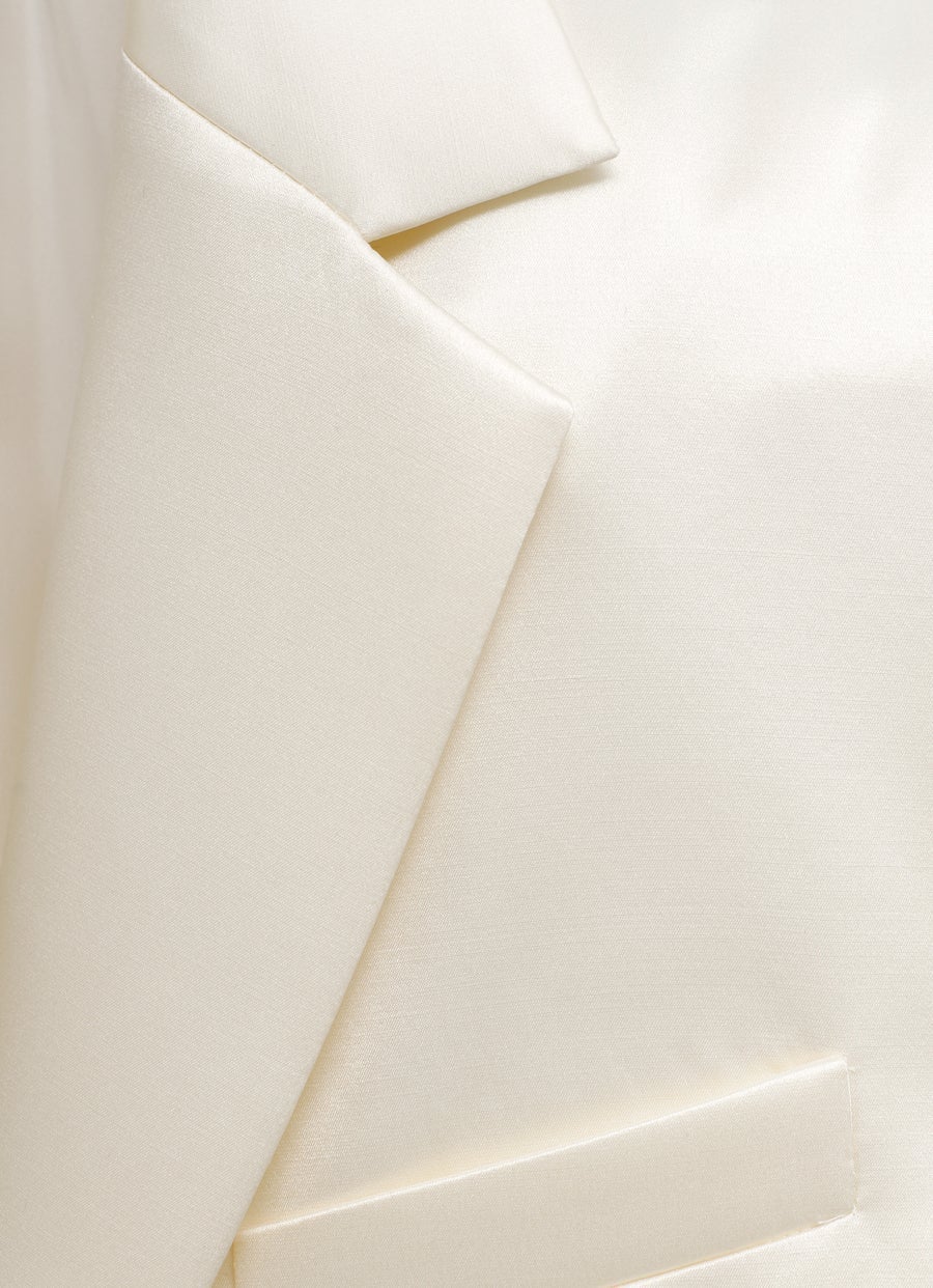 Cropped silk blend blazer