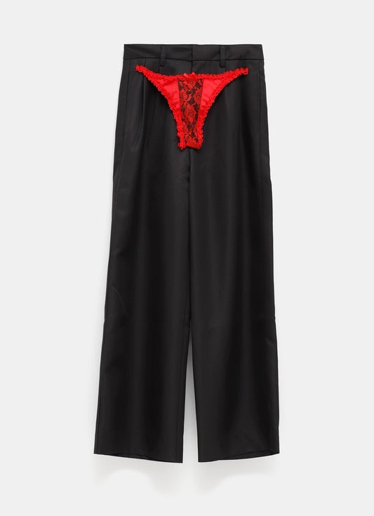 Contrast Underwear Satin Trousers