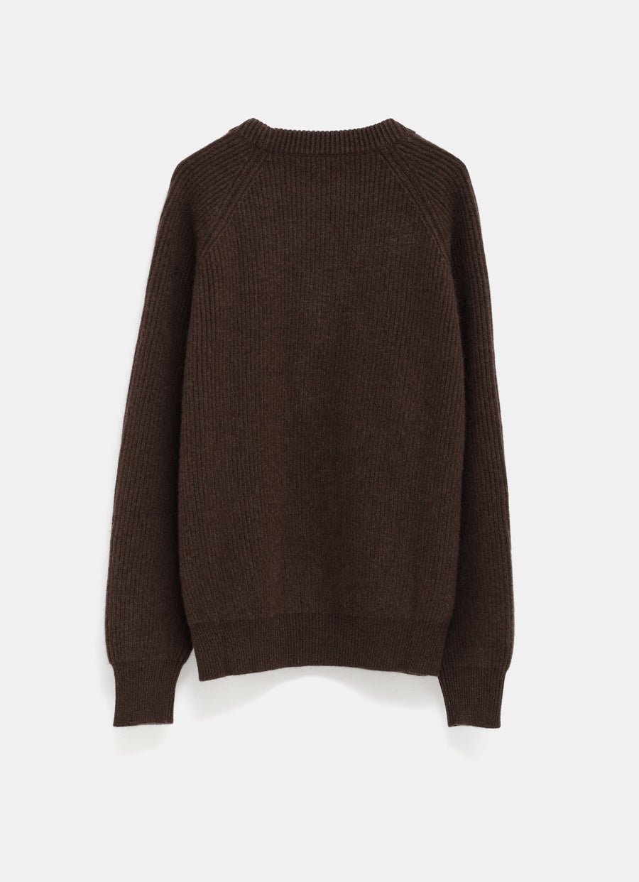Ribbed Raglan Cashmere Sweater