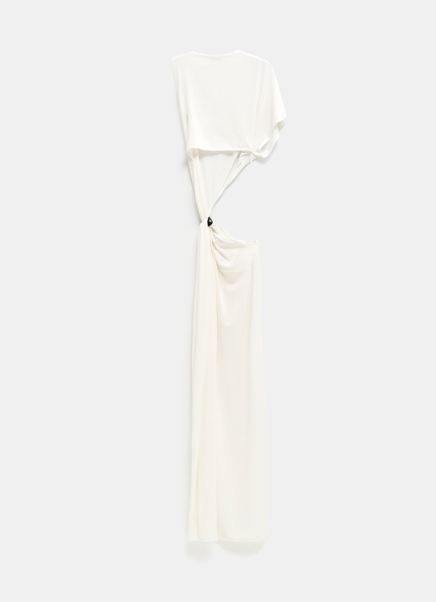 One Shoulder Crepe Jersey Long Dress