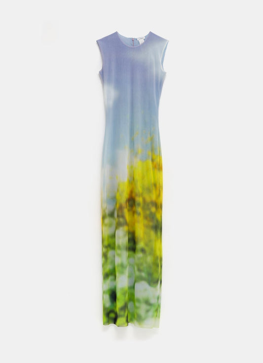 Sleeveless Dress with Blurred Print