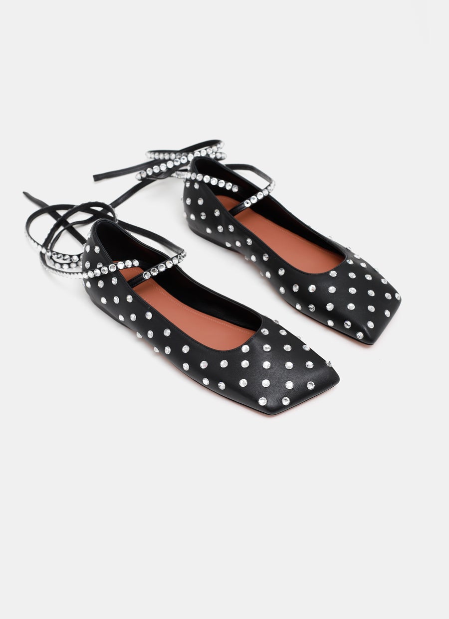 Ane Embellished Leather Ballet Flats