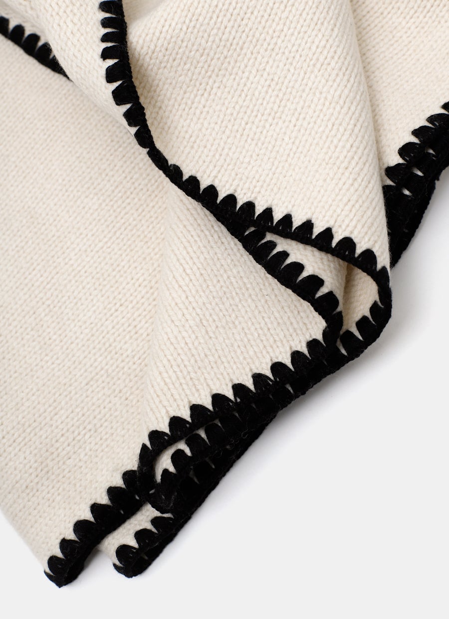 Embroidered Wool Cashmere Scarf